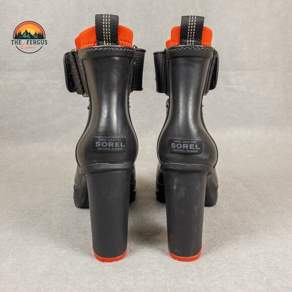 Sorel Medina III Black High Chunky Heel Platform Rain Boot Women's Size 9 - Picture 3 of 16